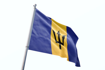 Barbados flag waving isolated on white background