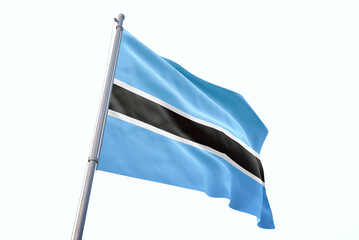 Botswana flag waving isolated on white background