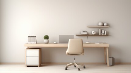 A minimalist office space photo realistic illustration - Generative AI.