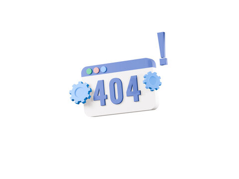 3D 404 error page not found! gears floating System maintenance updates concept. icon triangle warning alert web browser, coding program software development, banner website. 3d render illustration.