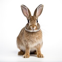 Fototapeta premium Beautiful full body view domestic rabbit on white background, isolated, professional animal photo