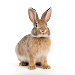 Fototapeta premium Beautiful full body view domestic rabbit on white background, isolated, professional animal photo