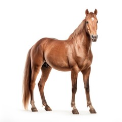 Beautiful full body view horse on white background, isolated, professional animal photo