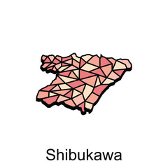 Map City of Shibukawa Vector Illustration Geometric Polygon design, Isolated on White Background, illustration design template