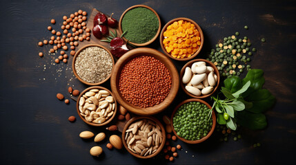 Obraz na płótnie Canvas Vegan protein source. Legumes beans lentils