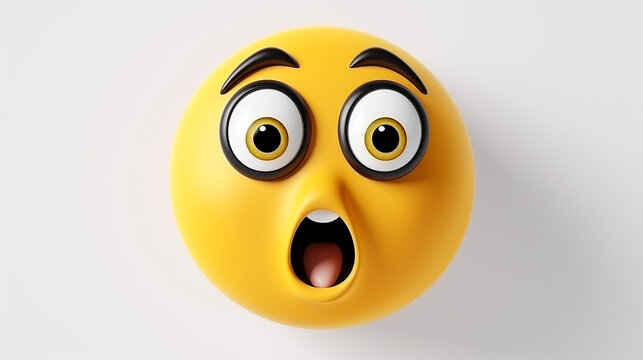 Naklejki 3D rendering Surprised emoji on white isolated background with blackeye