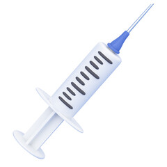 A medical syringe with a needle. The concept of pharmaceuticals for health and medicine, medical care and wellness. 3d render illustration