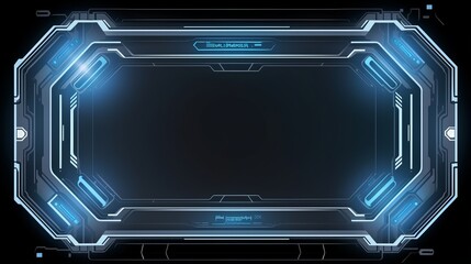 futuristic hud frames with digital screen hologram panel, sci-fi vector technology border