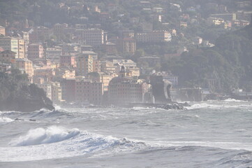 Fototapeta na wymiar storm Ciaran hit Ligurian coast on November 2023, causing severe damages at the coastal villages. Photographs taken in Mulinetti and Recco, Genoa province, Liguria, Italy