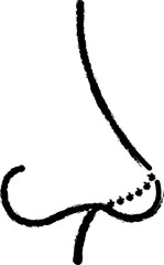 Rhinoplasty, nose curve vector icon in grunge style