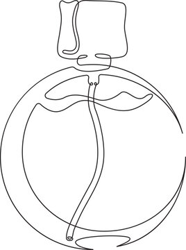 recommend clip art: Bottle of perfume. Perfumery.  Case of eau de toilette water. One continuous line drawing. Linear. Hand drawn, white background. One line.