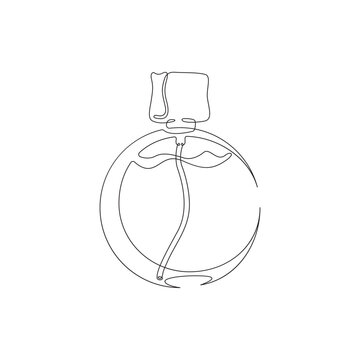 recommend clip art: Bottle of perfume. Perfumery.  Case of eau de toilette water. One continuous line drawing. Linear. Hand drawn, white background. One line.