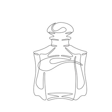 recommend clip art: Bottle of perfume. Perfumery.  Case of eau de toilette water. One continuous line drawing. Linear. Hand drawn, white background. One line.