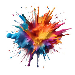 Explosion of colorful paint isolated on transparent background