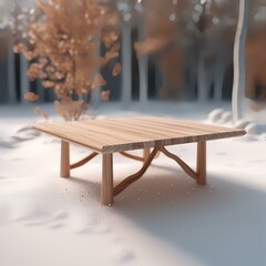 table and chairs in winter
