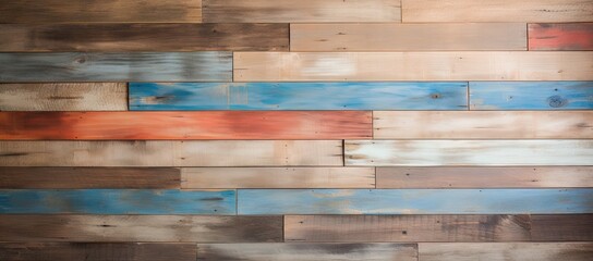 A Colorful Patchwork Wall: A Fusion of Wooden Planks in Vibrant Hues