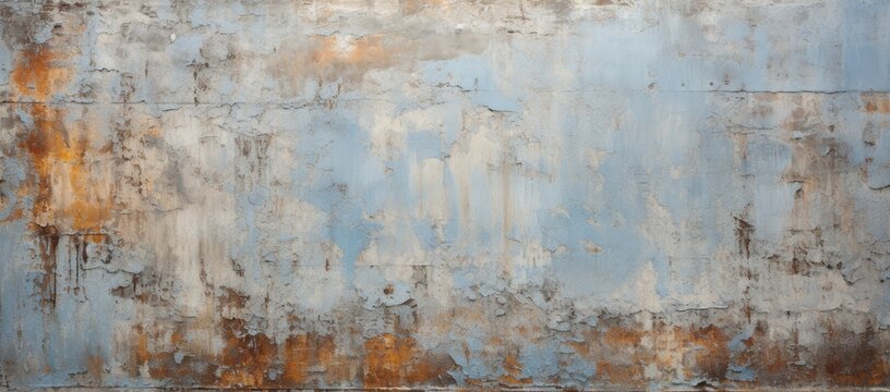 The Artistic Decay: A Rusted Metal Wall with Faded Blue and Vibrant Orange Paint © Zamin
