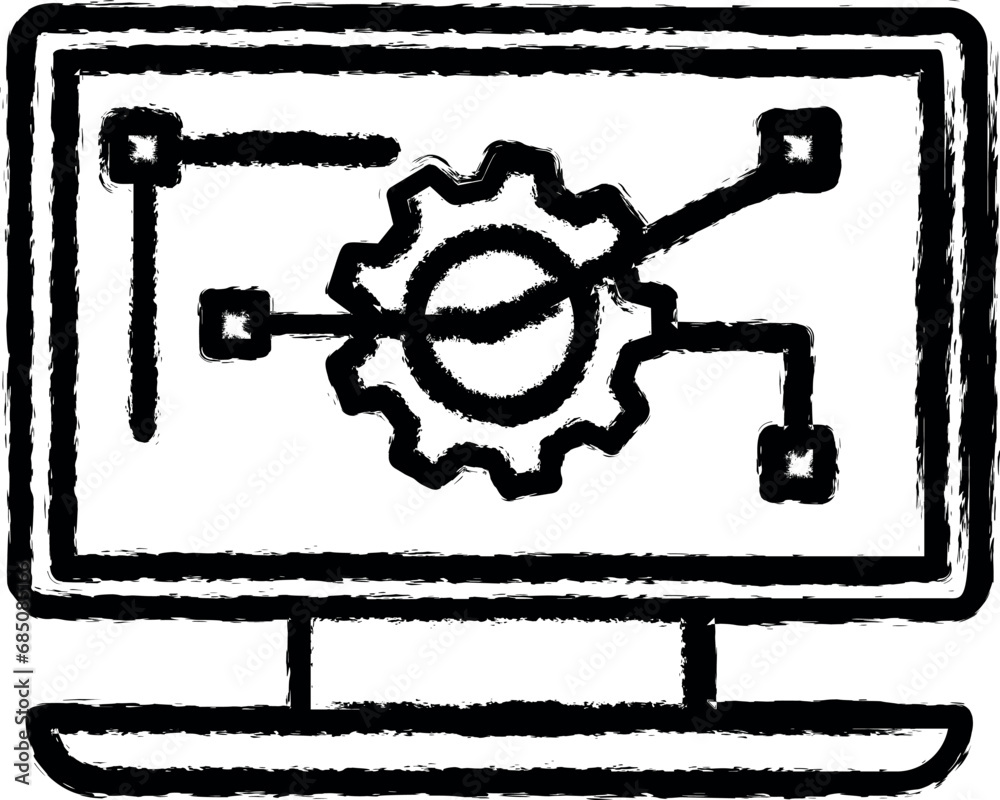 Poster computer automation vector icon in grunge style