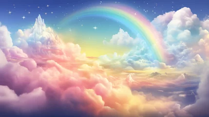 Foto op Canvas Magical cloud fairytale colorful rainbow in the sky © Natia