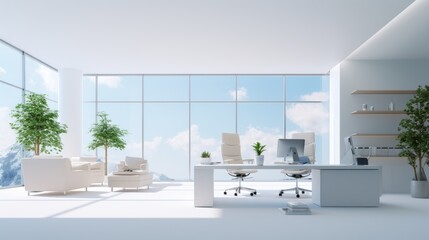 A serene minimalist office photo realistic illustration - Generative AI.