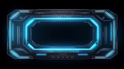 Obraz premium futuristic hud frames with digital screen hologram panel, sci-fi vector technology border