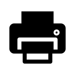 Printer Icon Vector. Flat Style. Black on White Illustration.