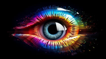 Tuinposter iris, rainbow, eye, concept, 4k, 3d, rendering, animation, multicolored, vibrant, colorful, spectrum, technology, futuristic, vision, innovation, visual, fantasy, science, abstract, digital, art, crea © touseef