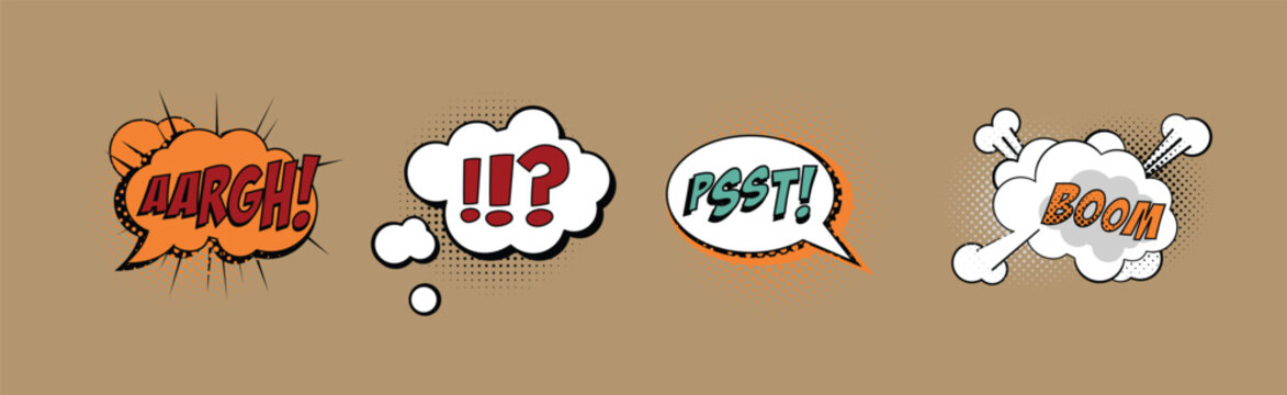 Sound Bubble Effect in Comic Style Vector Set
