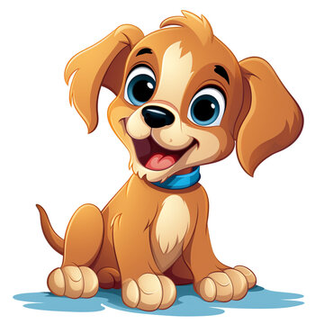 Ai Generated Art cartoon of cute puppy dog with cute cute smile
