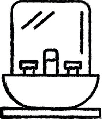 Sink and mirror vector icon in grunge style