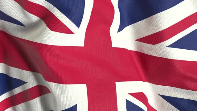 4K UK, United Kingdom, Great Britain Full Screen Waving Flag