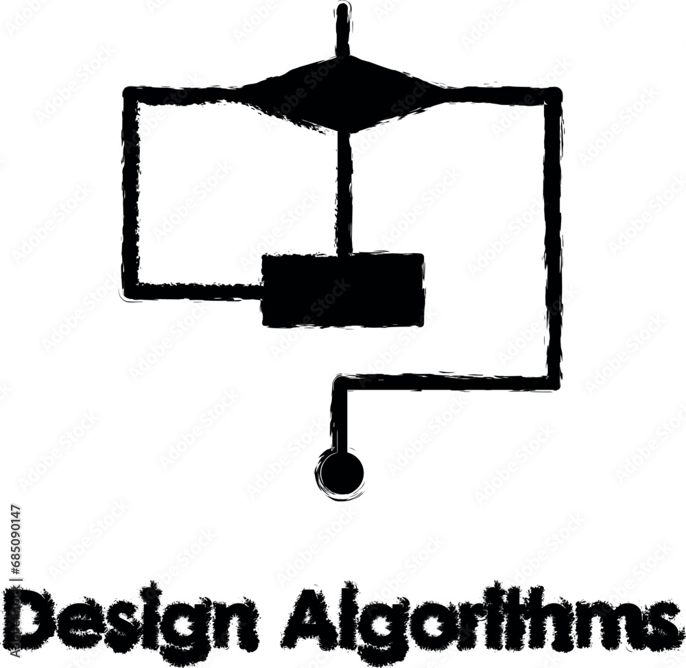 Poster line, rectangle, algorithms vector icon in grunge style