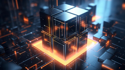 Abstract concept of sci-fi block cube
