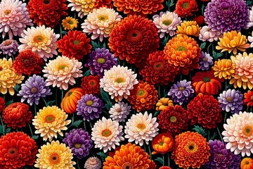 colorful flowers background  and generated AI