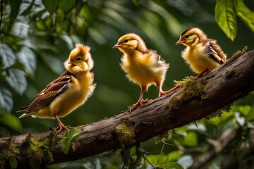 baby sparrow on a branch and generated AI