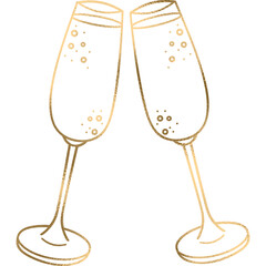 Sektgläser gold mit transparentem Hintergrund 