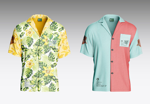 Hawaiian Short Sleeve Shirt Mockup