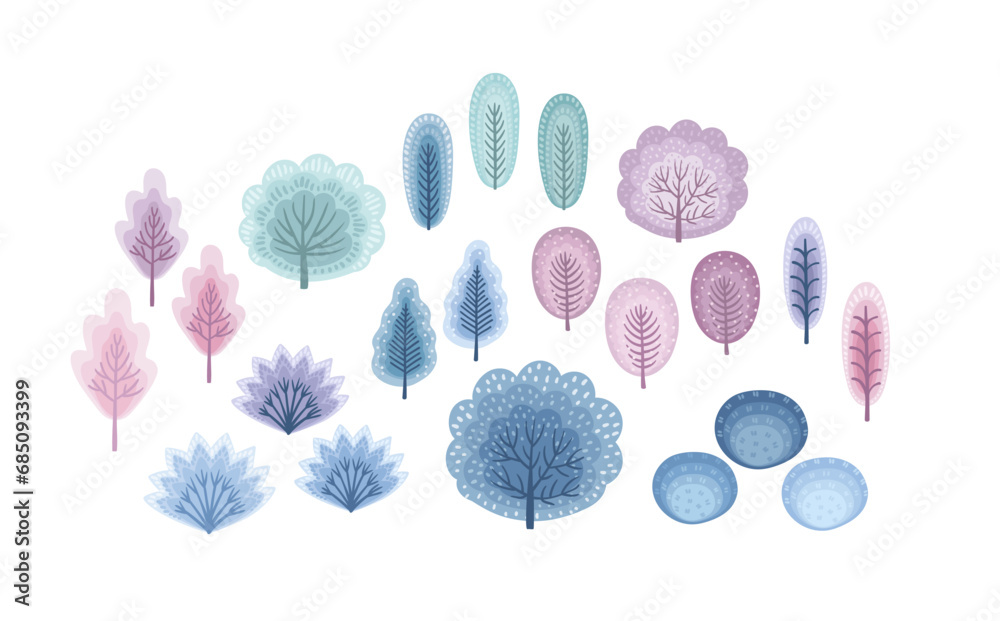 Canvas Prints Isolated illustration of winter trees. Vector elements for card, poster, flyer, shop window, cover and other