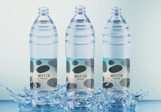 Set Water Bottles Mockup