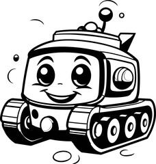 Tank vector image, coloring page 