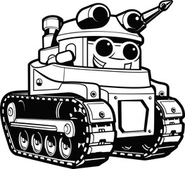 Tank vector image, coloring page 