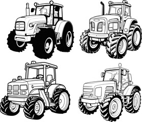 Tractor cartoon image, coloring page