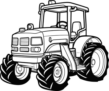 Tractor cartoon image, coloring page