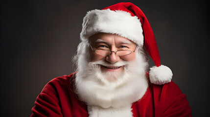 Happy Cute Smiling Santa Claus with studio background, Happy Christmas Santa Claus Xmas Festival banner, Christmas Festival Santa