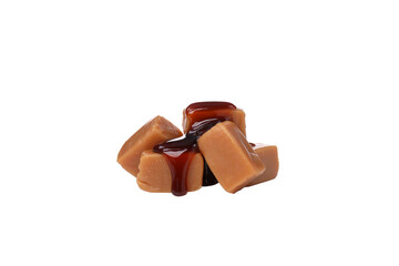PNG,Cubes of salted caramel , isolated on white background