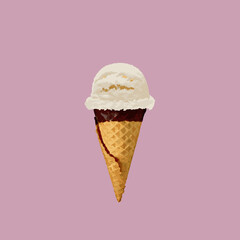 An image of a delicious ice cream cone with swirls of chocolate and vanilla ice cream.
