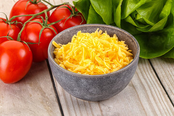 Shredded cheese in the bowl