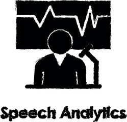 board, chart, speech analytics, manager vector icon in grunge style
