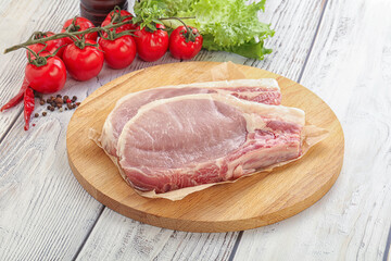 Raw pork t-bone steak for grill