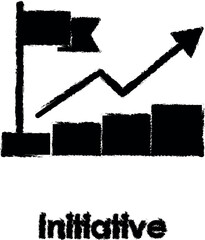 chart, initiative vector icon in grunge style